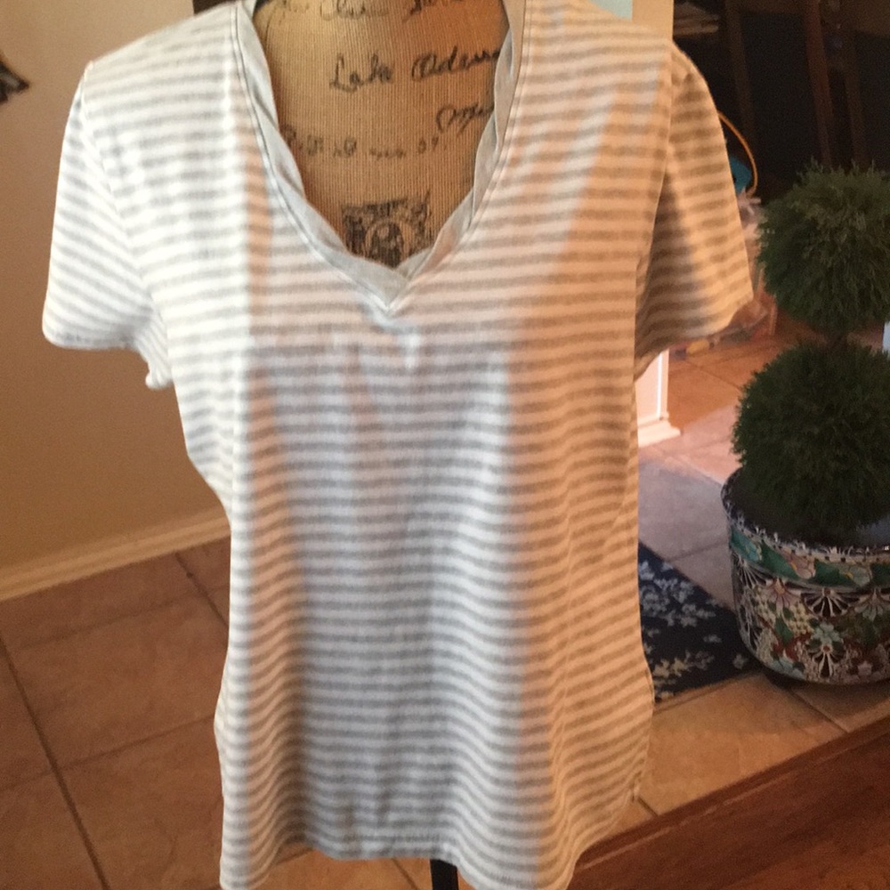 Vintage Cotton,XL, gray/white stripe fun comfy top
